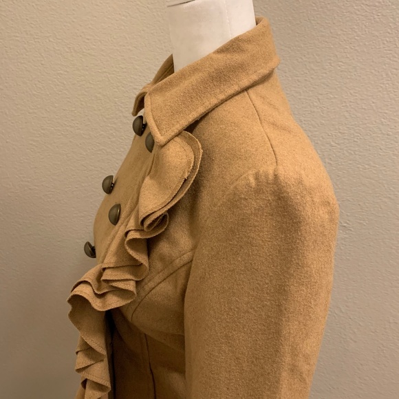 SOLD!UO Kimchi Blue Camel Wool Blend Ruffled coat - Picture 3 of 8